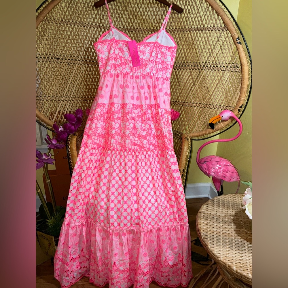 Lilly Pulitzer NWT Kyla Maxi Dress Lilly’s Coral Garden Eyelet Size 12,14 - Picture 5 of 16